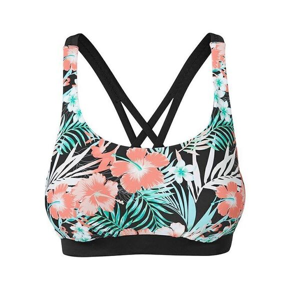 Venus Other - Venus Maui Tropical Sport Bikini Top Multicolor 12‎ Cross Back Straps Lined